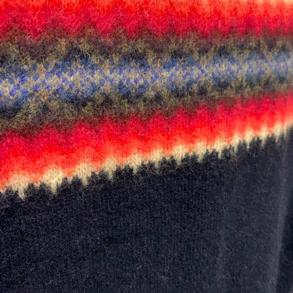 GAP DARK NAVY V-NECK AZTEC BOHO LAMBSWOOL BLEND LS CARDIGAN SWEATER - Picture 10 of 16